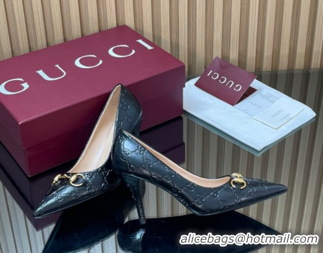 Best Price Gucci GG Leather Pumps 8.5cm with Horsebit 853466 Black 2026