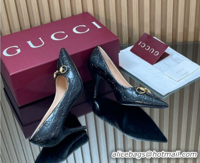 Best Price Gucci GG Leather Pumps 8.5cm with Horsebit 853466 Black 2026