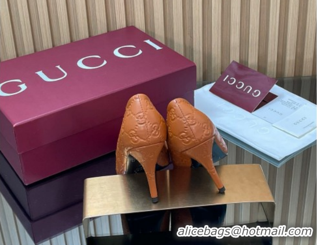 Classic Hot Gucci GG Leather Pumps 8.5cm with Horsebit 853466 Brown 2026