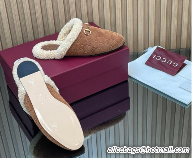 Hot Style Gucci Princetown Suede and Wool Flat Loafers with Horsebit GG121802 Light Brown 2026