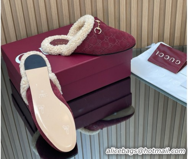 Good Looking Gucci Princetown Suede and Wool Flat Loafers with Horsebit GG121802 Burgundy 2026