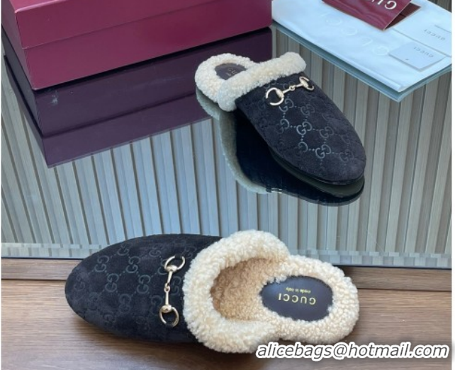 Top Design Gucci Princetown Suede and Wool Flat Loafers with Horsebit GG121802 Coffee Brown 2026