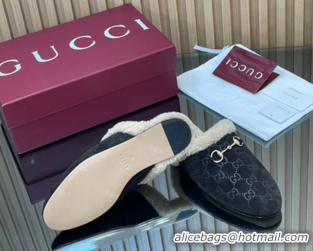 Top Design Gucci Princetown Suede and Wool Flat Loafers with Horsebit GG121802 Coffee Brown 2026