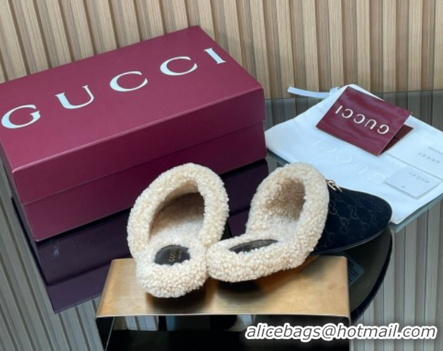 Durable Gucci Princetown Suede and Wool Flat Loafers with Horsebit GG121802 Black 2026