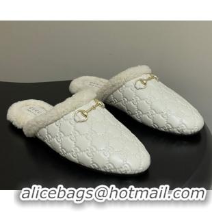 Pretty Style Gucci Princetown GG Leather and Wool Flat Loafers with Horsebit GG121802 White 2026
