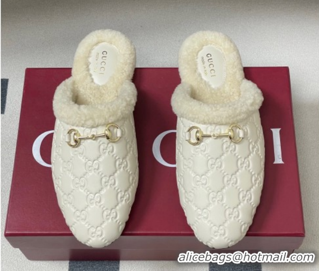 Pretty Style Gucci Princetown GG Leather and Wool Flat Loafers with Horsebit GG121802 White 2026