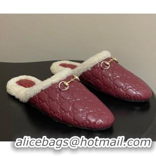 Good Product Gucci Princetown GG Leather and Wool Flat Loafers with Horsebit GG121802 Red 2026