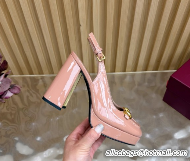 Popular Style Gucci Patent Leather Platform Slingbacks Pump 11cm with Horsebit GG121803 Light Pink 2026