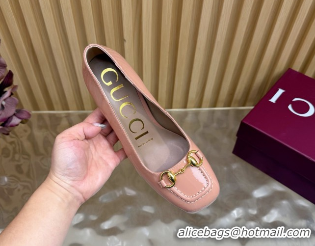 Grade Quality Gucci Patent Leather Platform Pumps 11cm with Horsebit GG121803 Light Pink 2026