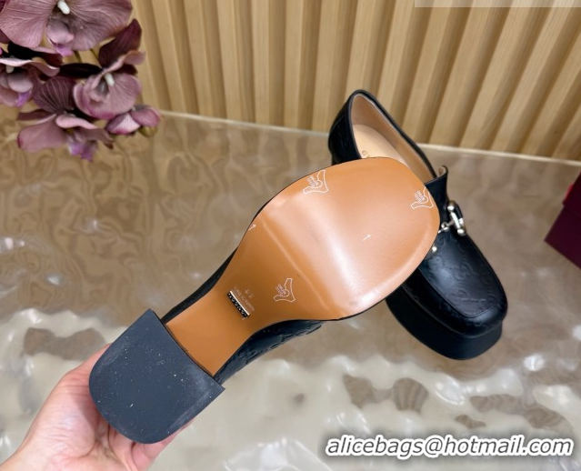 Classic Hot Gucci GG Leather Platform Pumps 9cm with Horsebit GG121804 Black 2026
