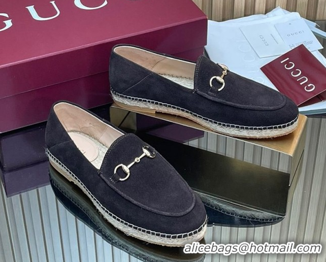 Trendy Design Gucci Suede Flat Espadrilles with Horsebit GG121805 Dark Brown 2026