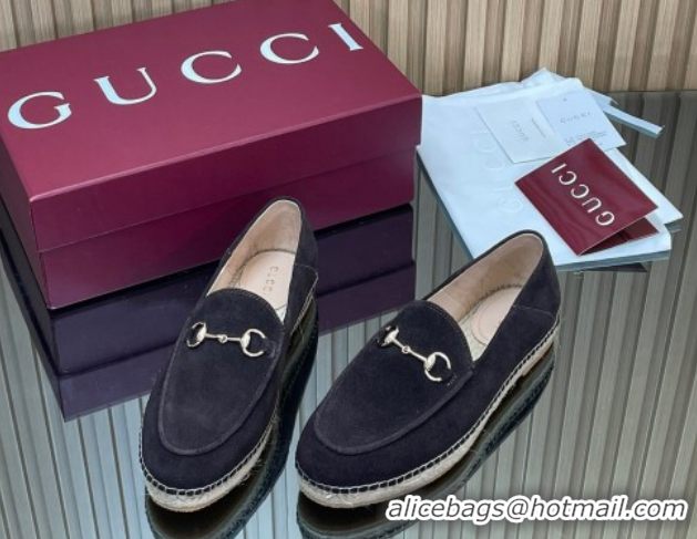 Trendy Design Gucci Suede Flat Espadrilles with Horsebit GG121805 Dark Brown 2026