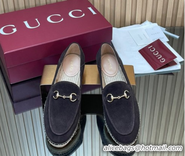 Trendy Design Gucci Suede Flat Espadrilles with Horsebit GG121805 Dark Brown 2026