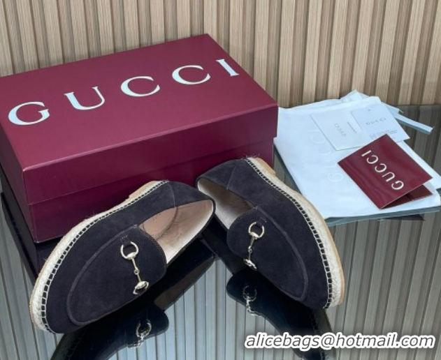 Trendy Design Gucci Suede Flat Espadrilles with Horsebit GG121805 Dark Brown 2026