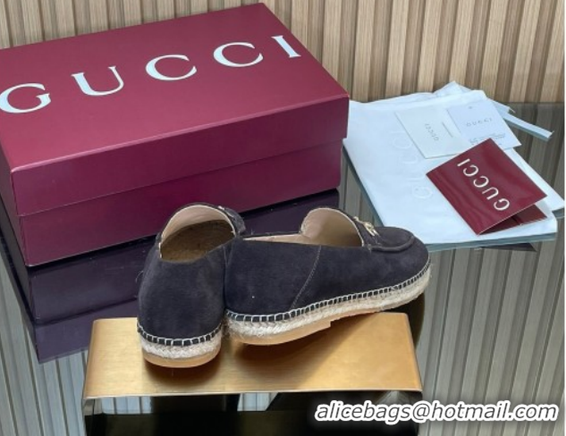 Trendy Design Gucci Suede Flat Espadrilles with Horsebit GG121805 Dark Brown 2026