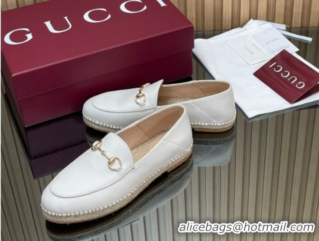 Sumptuous Gucci Calf Leather Flat Espadrilles with Horsebit GG121805 White 2026