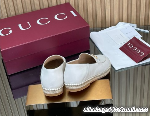 Sumptuous Gucci Calf Leather Flat Espadrilles with Horsebit GG121805 White 2026