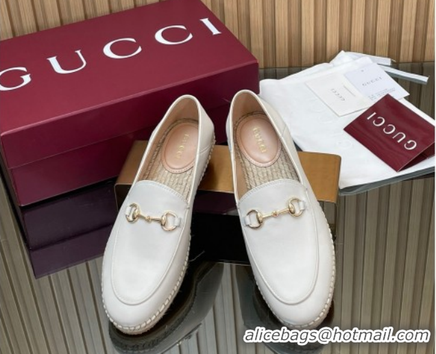Sumptuous Gucci Calf Leather Flat Espadrilles with Horsebit GG121805 White 2026