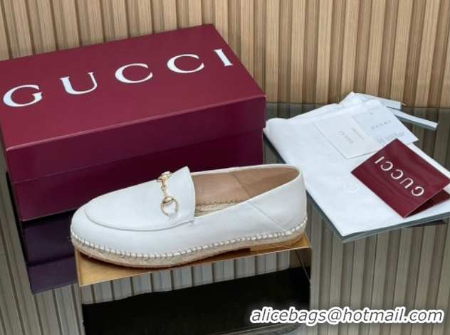 Sumptuous Gucci Calf Leather Flat Espadrilles with Horsebit GG121805 White 2026