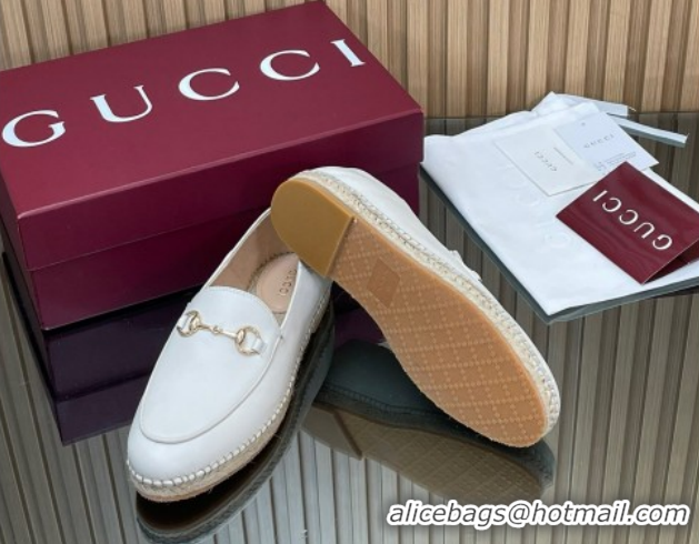 Sumptuous Gucci Calf Leather Flat Espadrilles with Horsebit GG121805 White 2026