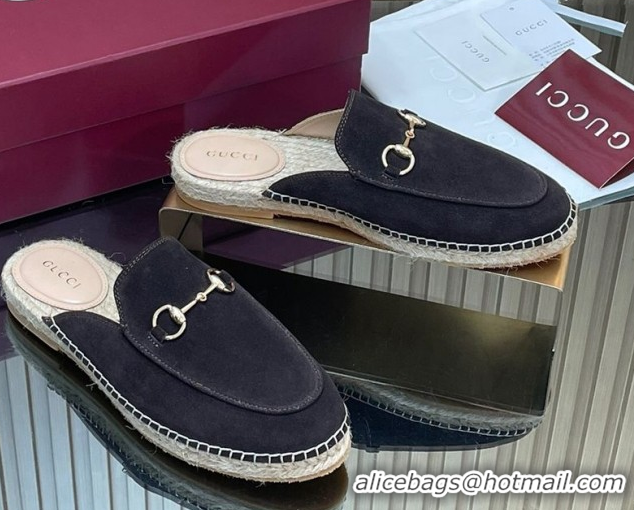 Luxury Gucci Suede Flat Espadrille Mules with Horsebit GG121805 Dark Brown 2026