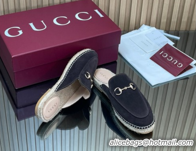 Luxury Gucci Suede Flat Espadrille Mules with Horsebit GG121805 Dark Brown 2026