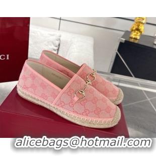 Good Product Gucci GG Canvas Flat Espadrilles with Horsebit GG121805 Light Pink 2026