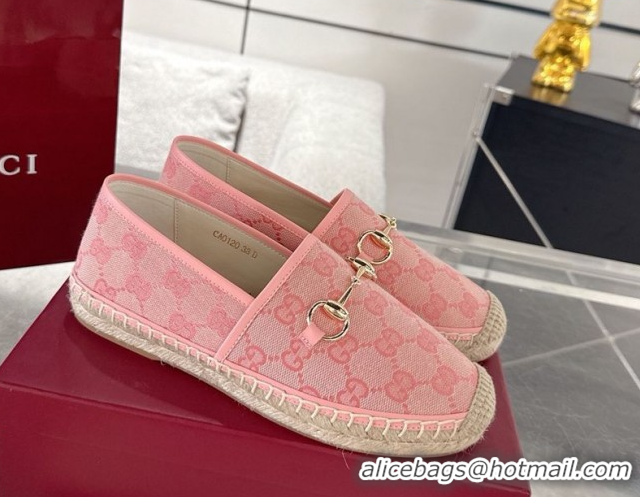 Good Product Gucci GG Canvas Flat Espadrilles with Horsebit GG121805 Light Pink 2026