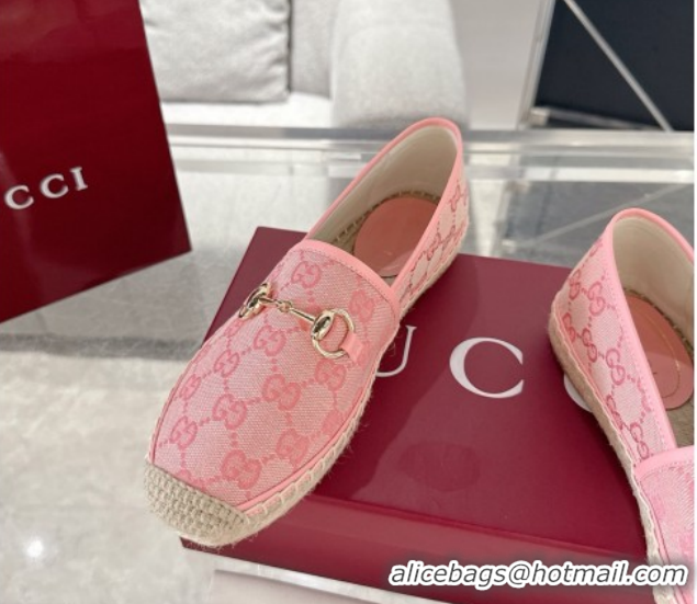 Good Product Gucci GG Canvas Flat Espadrilles with Horsebit GG121805 Light Pink 2026