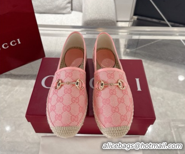 Good Product Gucci GG Canvas Flat Espadrilles with Horsebit GG121805 Light Pink 2026