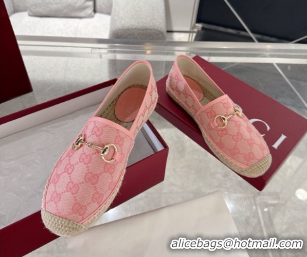 Good Product Gucci GG Canvas Flat Espadrilles with Horsebit GG121805 Light Pink 2026