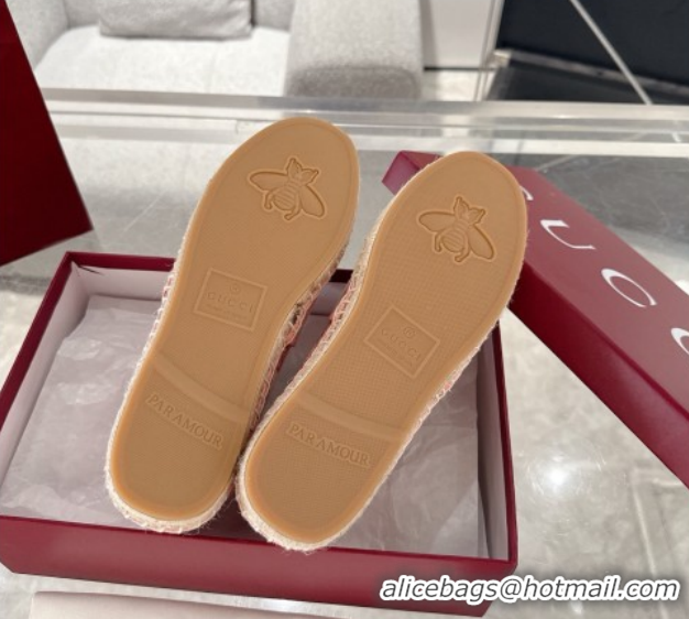 Good Product Gucci GG Canvas Flat Espadrilles with Horsebit GG121805 Light Pink 2026