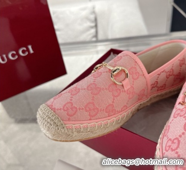 Good Product Gucci GG Canvas Flat Espadrilles with Horsebit GG121805 Light Pink 2026