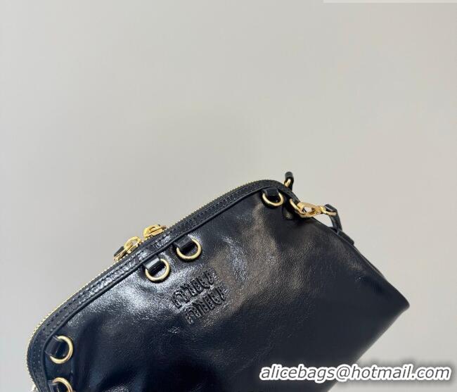 Famous Brand Miu Miu Caprice Leather Clutch Shoulder Bag 5BF131 Black 2025