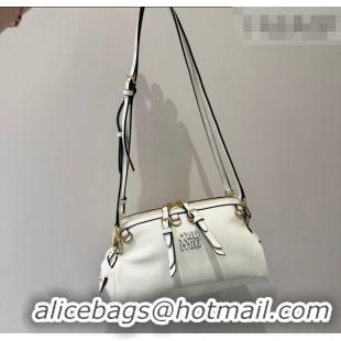 Famous Brand Miu Miu Caprice Leather Clutch Shoulder Bag 5BF131 White 2025