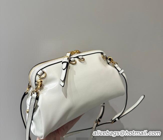 Famous Brand Miu Miu Caprice Leather Clutch Shoulder Bag 5BF131 White 2025