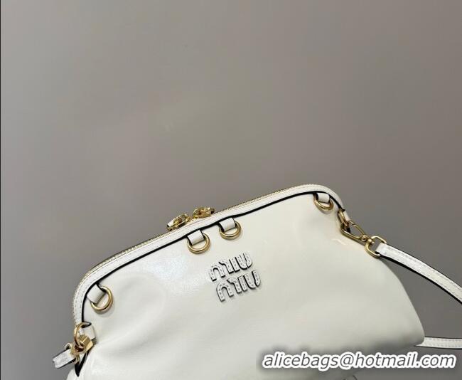 Famous Brand Miu Miu Caprice Leather Clutch Shoulder Bag 5BF131 White 2025