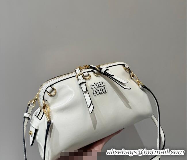 Famous Brand Miu Miu Caprice Leather Clutch Shoulder Bag 5BF131 White 2025