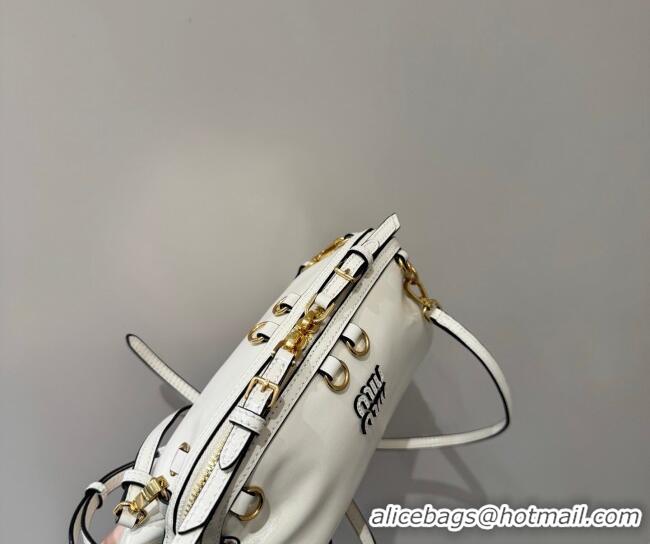 Famous Brand Miu Miu Caprice Leather Clutch Shoulder Bag 5BF131 White 2025