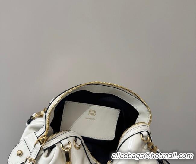 Famous Brand Miu Miu Caprice Leather Clutch Shoulder Bag 5BF131 White 2025