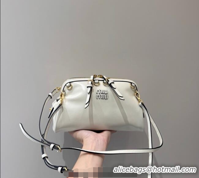 Famous Brand Miu Miu Caprice Leather Clutch Shoulder Bag 5BF131 White 2025