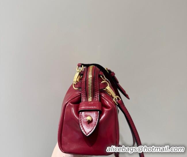 Big Discount Miu Miu Caprice Leather Clutch Shoulder Bag 5BF131 Ruby Red 2025