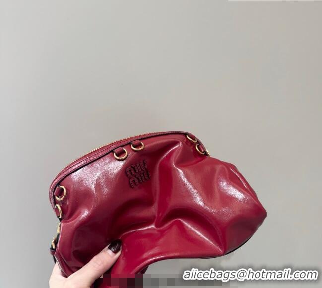 Big Discount Miu Miu Caprice Leather Clutch Shoulder Bag 5BF131 Ruby Red 2025