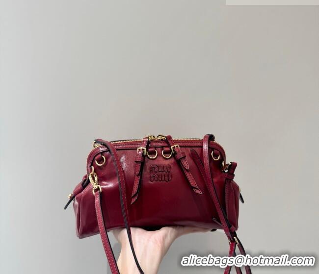 Big Discount Miu Miu Caprice Leather Clutch Shoulder Bag 5BF131 Ruby Red 2025