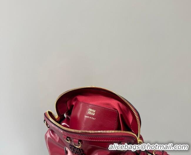 Big Discount Miu Miu Caprice Leather Clutch Shoulder Bag 5BF131 Ruby Red 2025