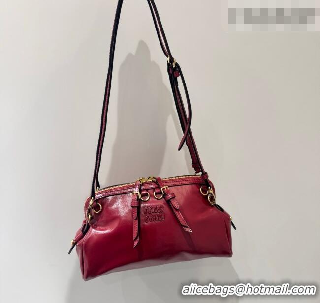 Big Discount Miu Miu Caprice Leather Clutch Shoulder Bag 5BF131 Ruby Red 2025