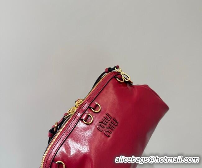 Big Discount Miu Miu Caprice Leather Clutch Shoulder Bag 5BF131 Ruby Red 2025