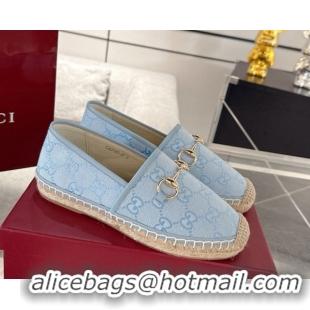 Cheap Price Gucci GG Canvas Flat Espadrilles with Horsebit GG121805 Light Blue 2026