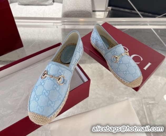 Cheap Price Gucci GG Canvas Flat Espadrilles with Horsebit GG121805 Light Blue 2026