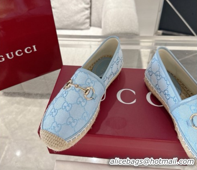 Cheap Price Gucci GG Canvas Flat Espadrilles with Horsebit GG121805 Light Blue 2026